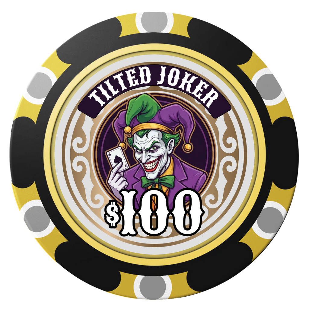 Tilted Joker Clay Poker Chips - Black / Monte Carlo / 40mm - Back