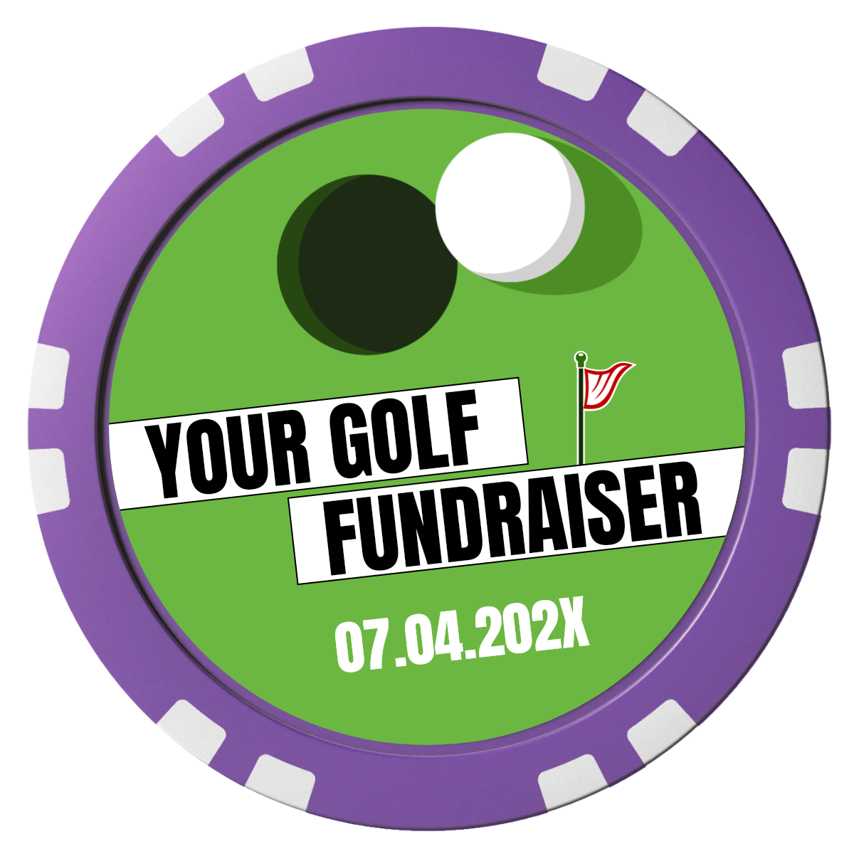 Putting Around Tournament Composite Poker Chips - Purple / Double Stripe - Front