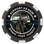 Police Department K9 #02 Magnetic Composite Poker Chips - Black / 8 Spot - Front