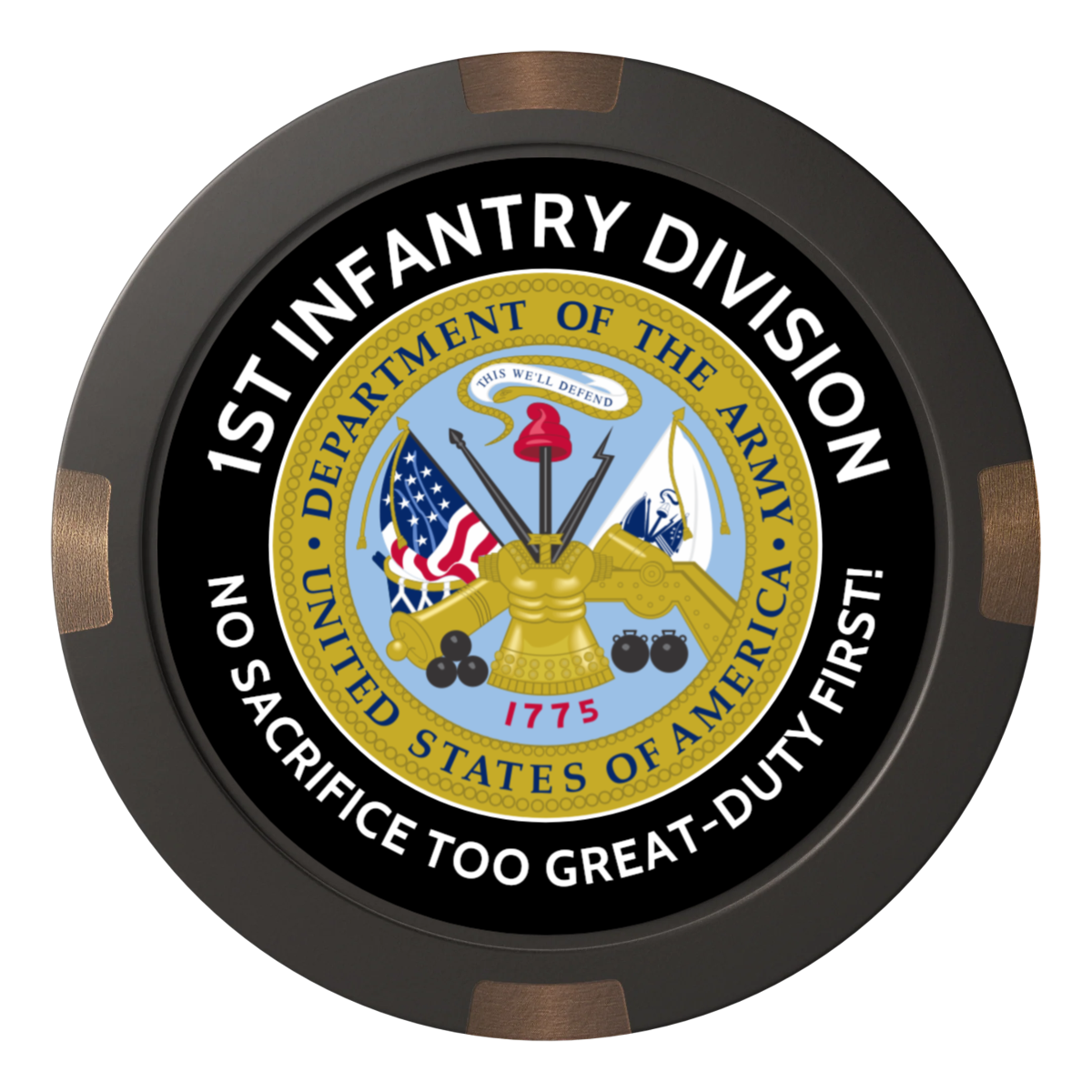 1st Infantry Division Composite & Metal Hybrid Poker Card Protectors - Black - Back