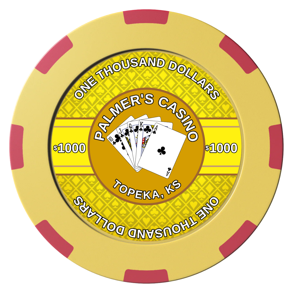 Palmer's Casino Clay Poker Chips - Yellow / 8 Spot (2 Tone) / 40mm - Front