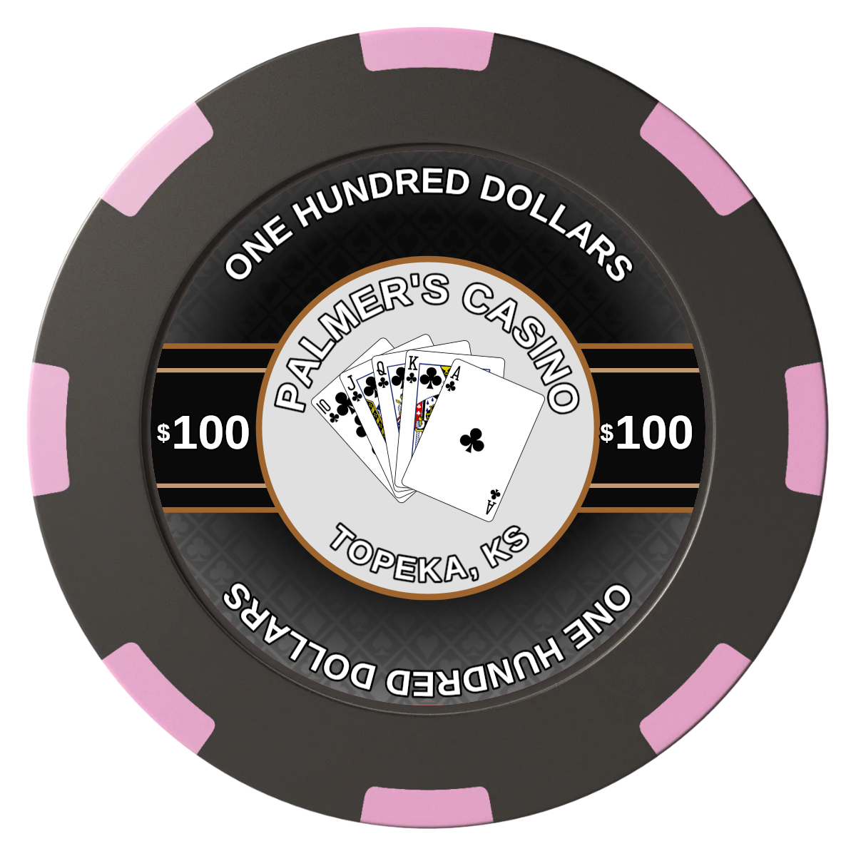 Palmer's Casino Clay Poker Chips - Black / 8 Spot (2 Tone) / 40mm - Front