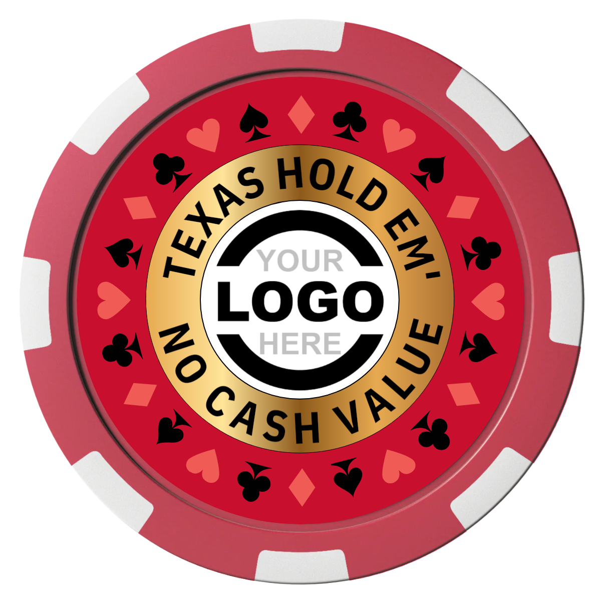 Texas Hold Em' Composite Poker Chips - Red / 8 Spot - Front