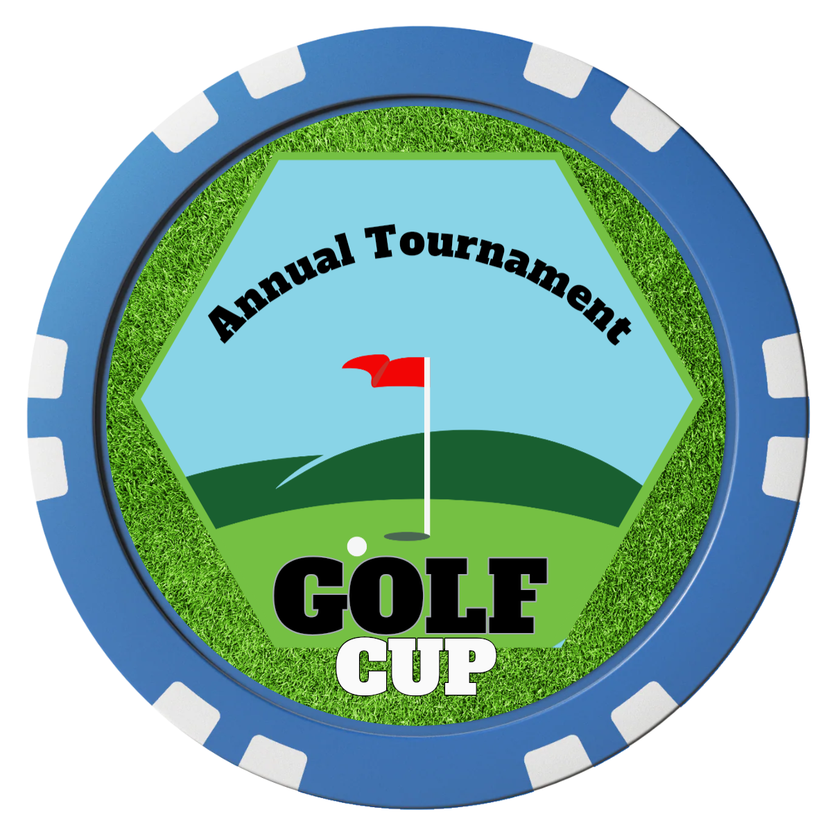 Golf Cup Composite Poker Chips - Blue / Double Stripe - Back