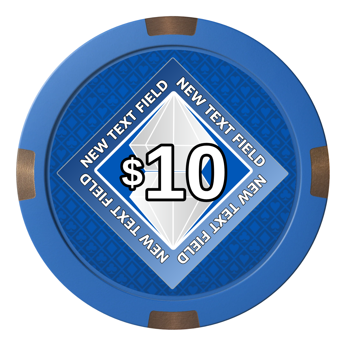 Diamond in the Rough Composite & Metal Hybrid Poker Chips - Blue - Front