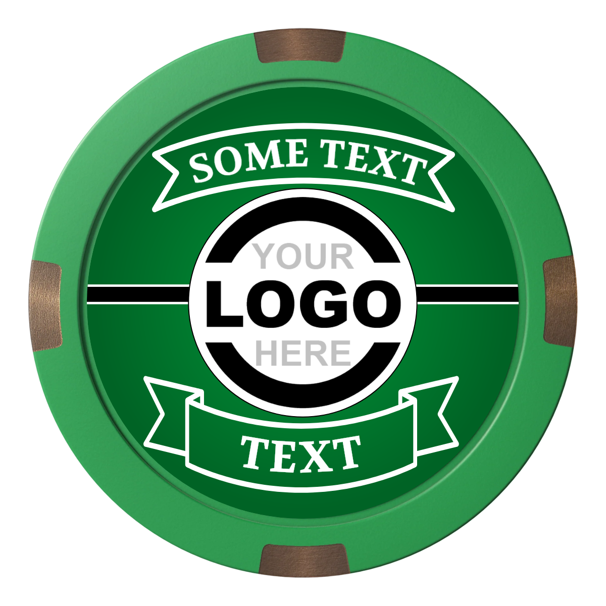 Double Banner Composite & Metal Hybrid Poker Chips - Green - Back