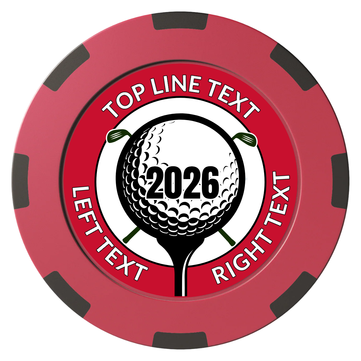 Tee it up Clay Poker Chips - Red / 8 Spot (2 Tone) / 40mm - Front