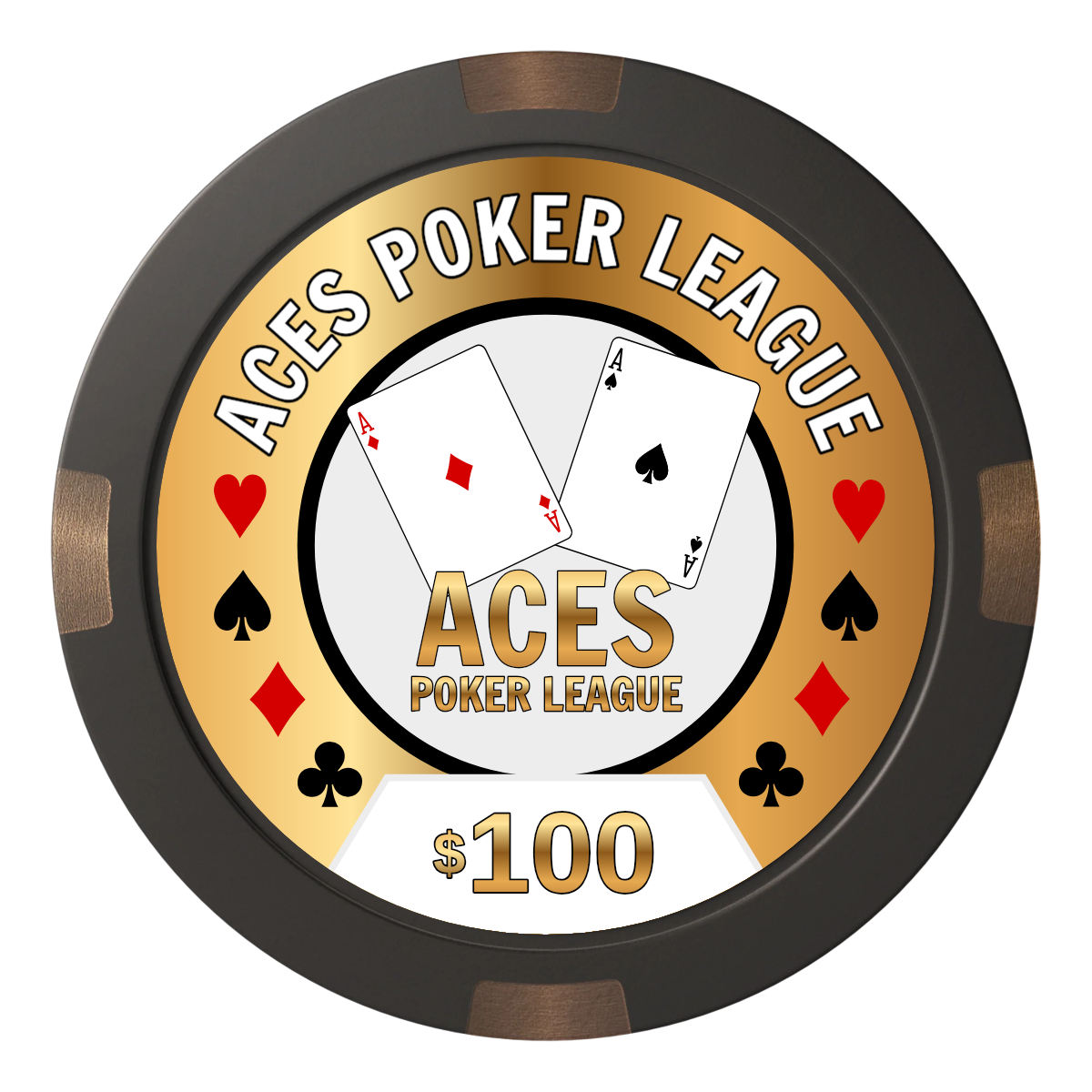 Aces Poker League Composite & Metal Hybrid Poker Chips - Black - Back