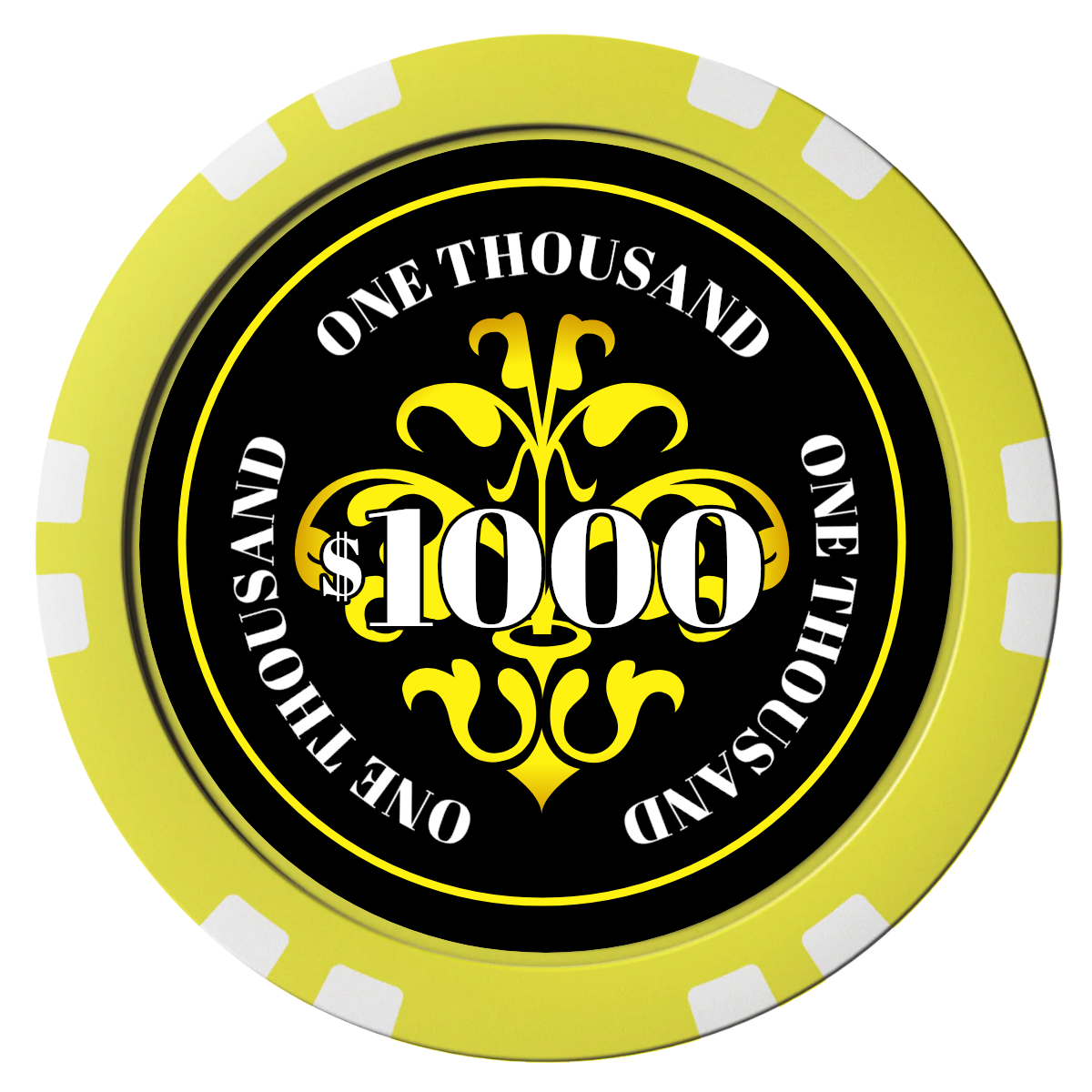 Gothic Revival Composite Poker Chips - Yellow / Double Stripe - Front