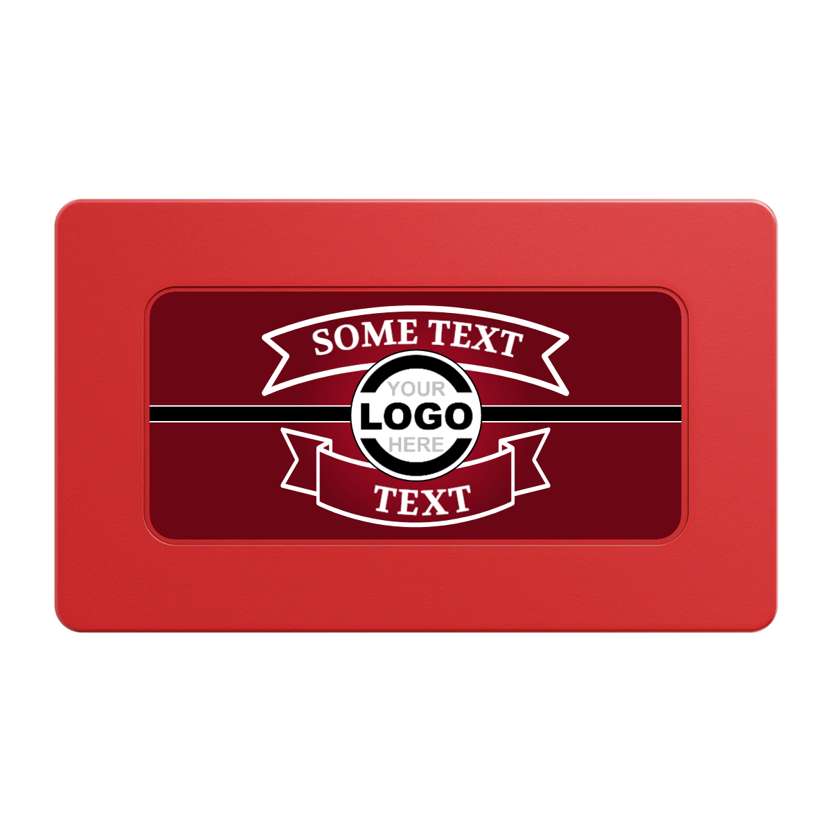 Double Banner Rectangular Poker Chip Plaques - Red - Front