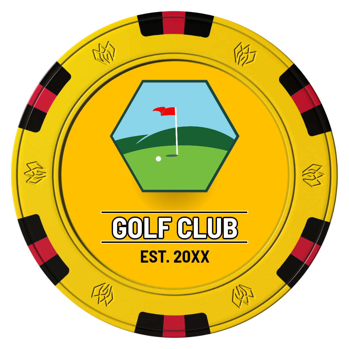 Birdy Bevy Clay Poker Chips - Yellow / 6 Spot Gem / 40mm - Front