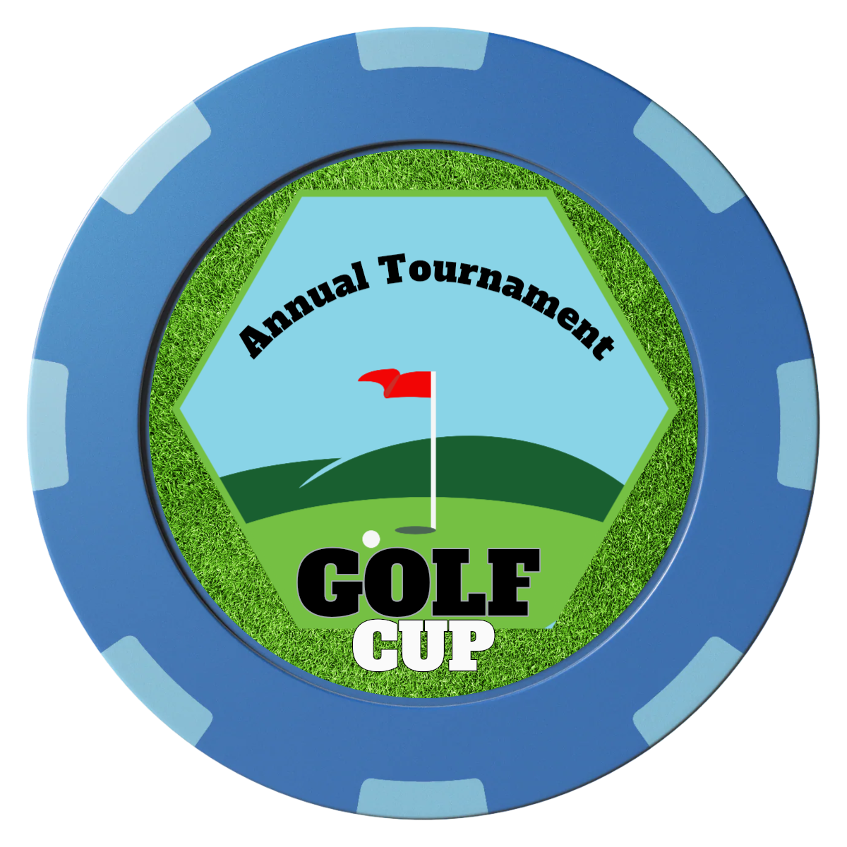 Golf Cup Clay Poker Chips - Blue / 8 Spot (2 Tone) / 40mm - Back