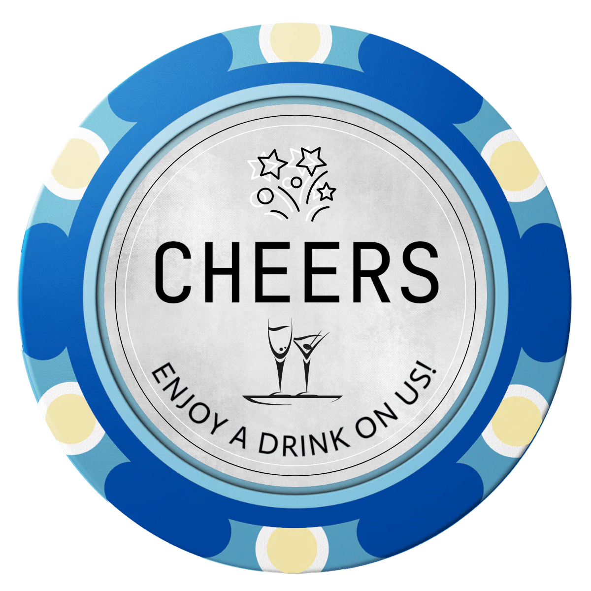 Chique Wedding Token Clay Poker Chips - Blue / Monte Carlo / 40mm - Front