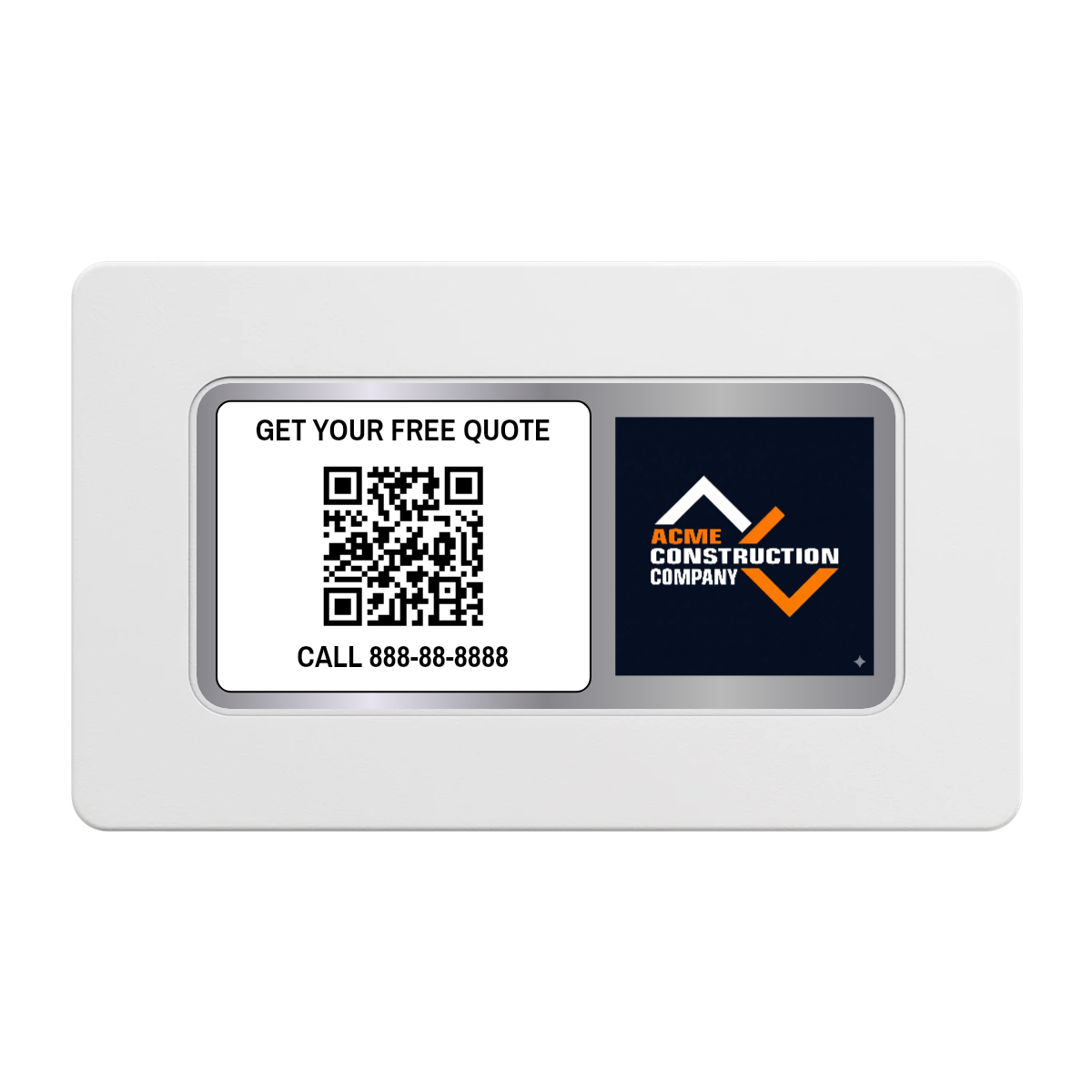 Acme Construction Rectangular Poker Chip Plaques - White - Front