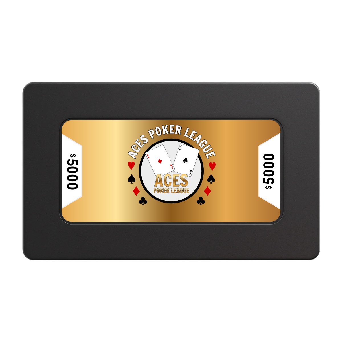 Aces Poker League Rectangular Poker Chip Plaques - Black - Front