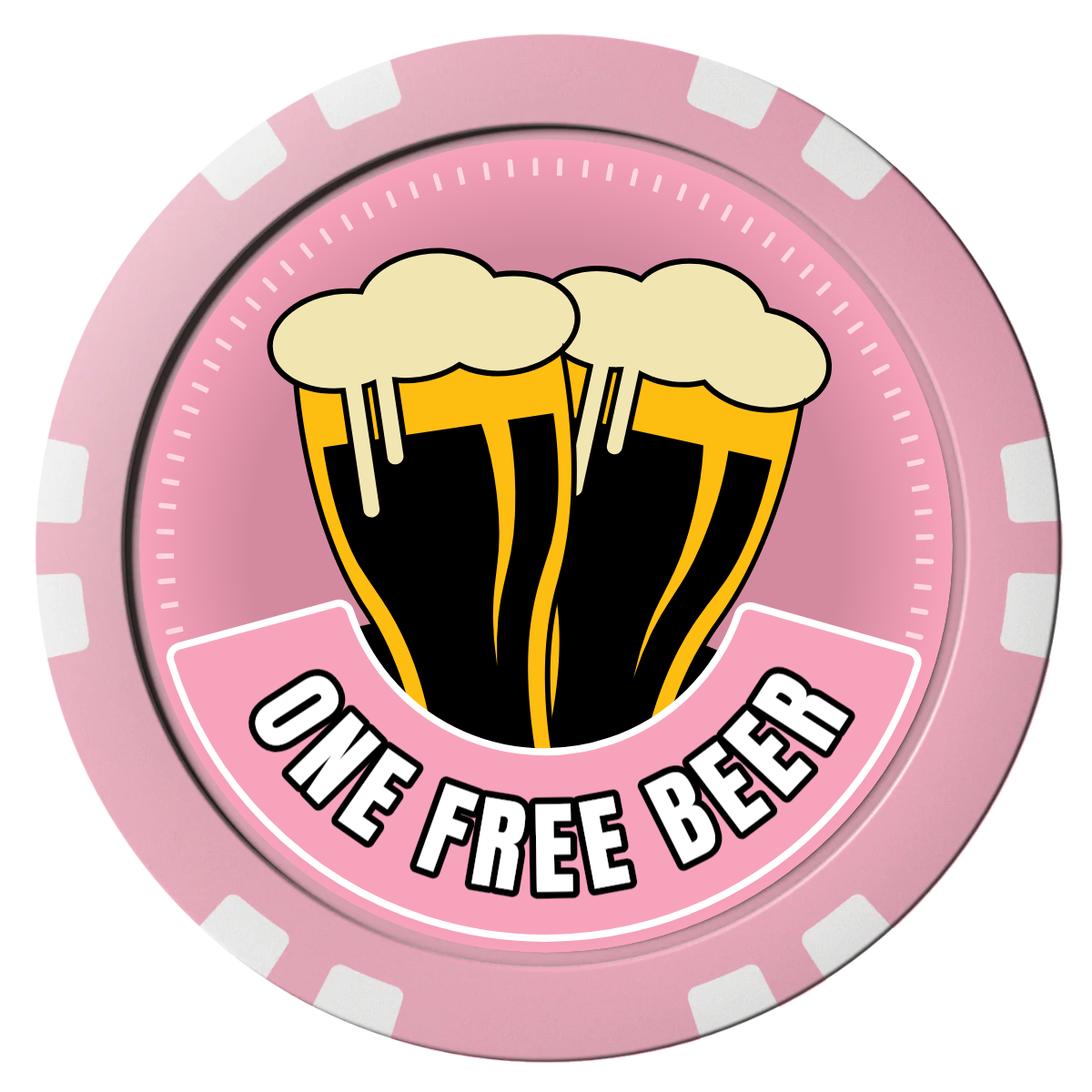 Double Pint 2 Composite Poker Chips - Pink / Double Stripe - Front