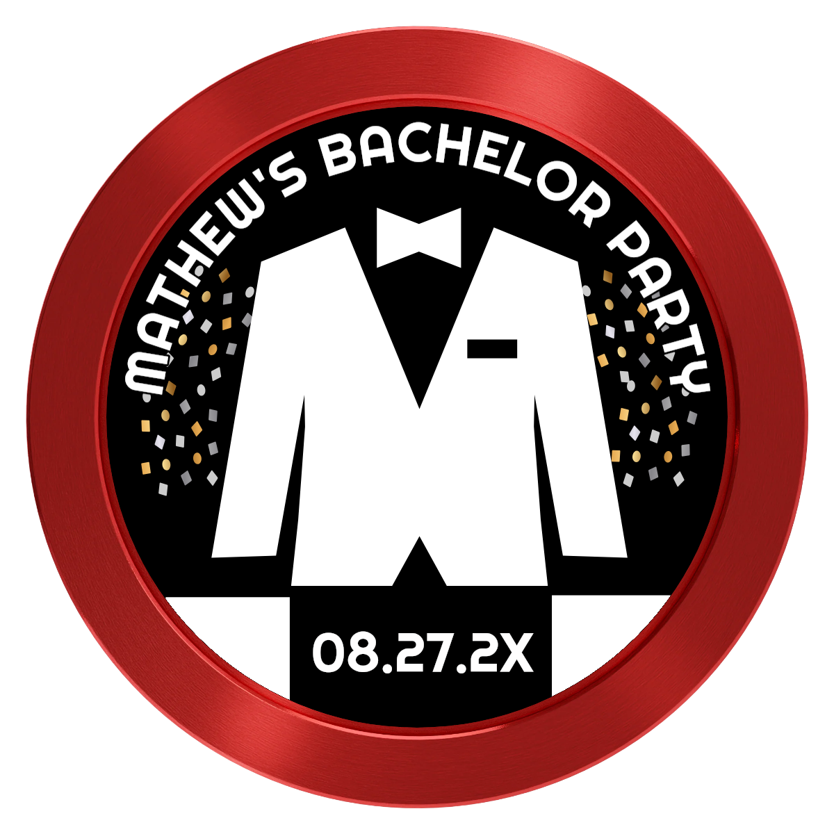 Bachelor No More Bowtie Aluminum Poker Chips - Red - Front