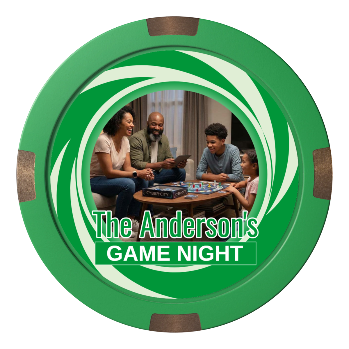 Anderson's Game Night Composite & Metal Hybrid Poker Card Protectors - Green - Front