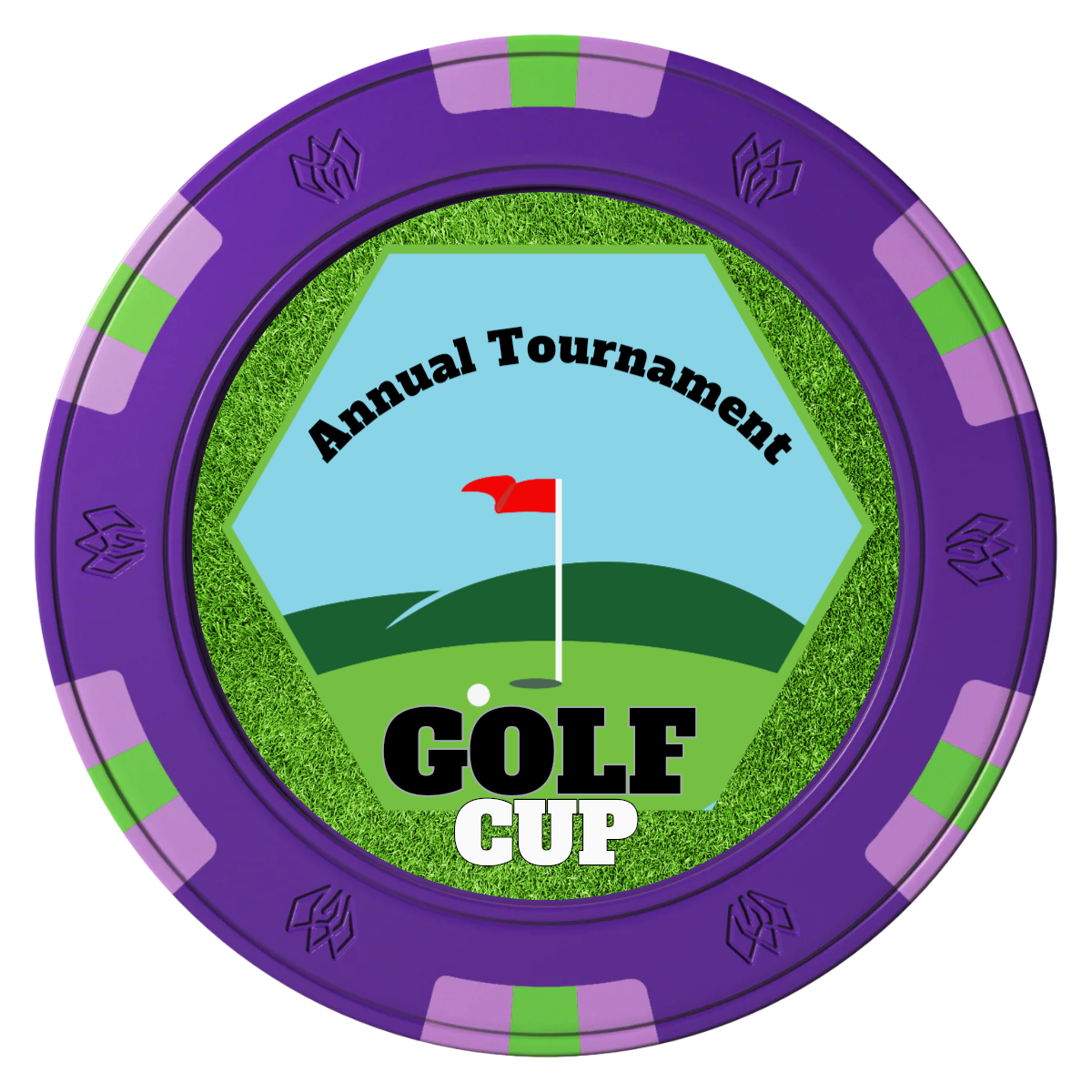 Golf Cup Clay Poker Chips - Purple / 6 Spot Gem / 43mm - Front