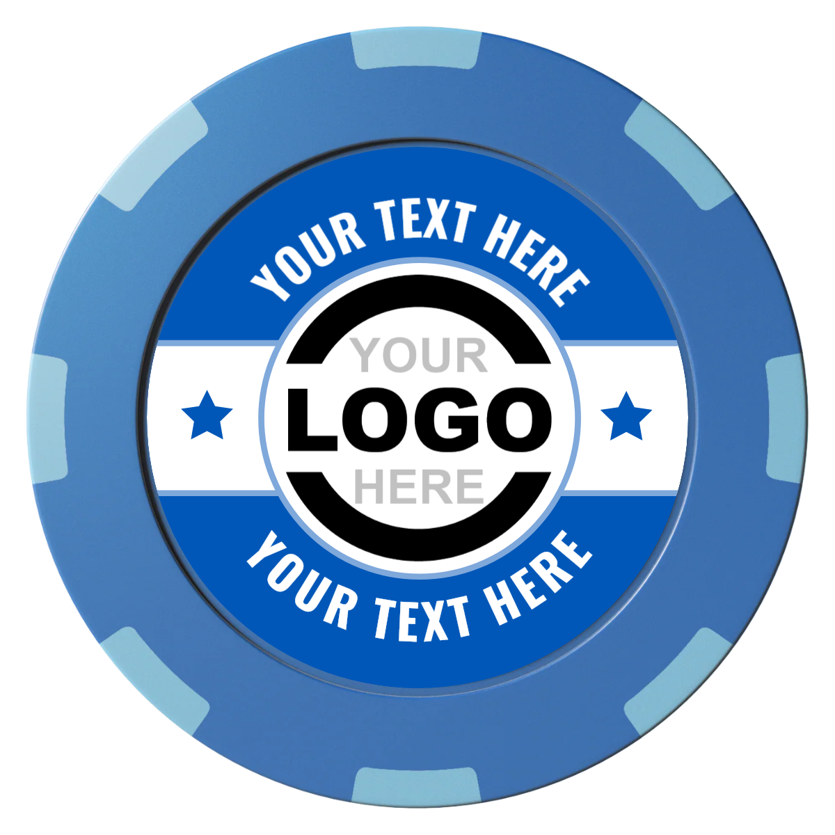 Star Banner Clay Poker Chips - Blue / 8 Spot (2 Tone) / 40mm - Front