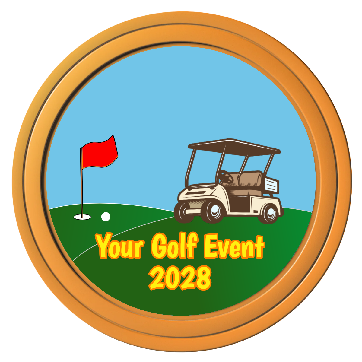 Going Golfing Today Composite Poker Chips - Orange / Solid - Front