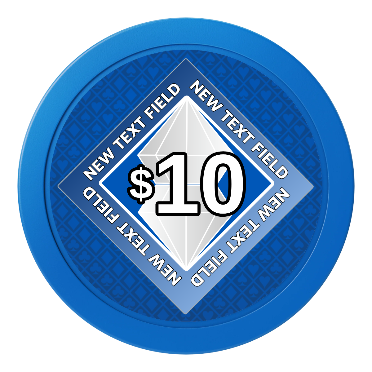 Diamond in the Rough 2" Oversized Poker Chips - Blue - Front
