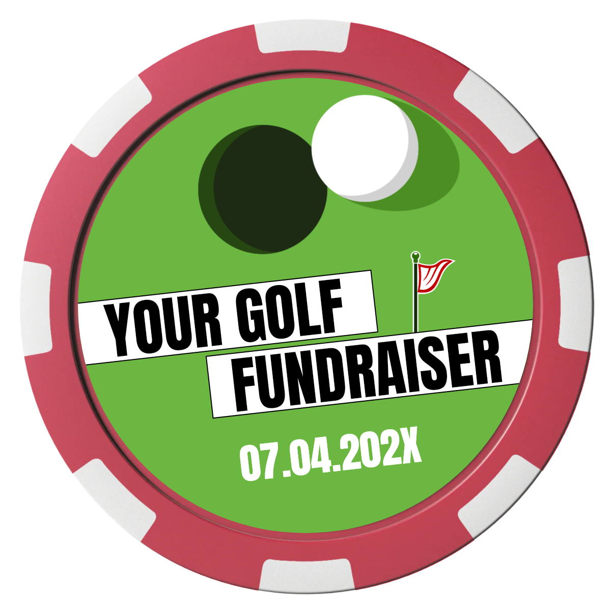 Putting Around Tournament Composite Poker Chips - Red / 8 Spot - Front