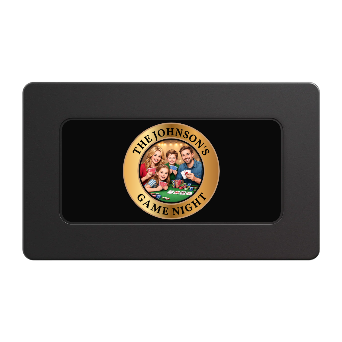 Family Game Night Rectangular Poker Chip Plaques - Black - Front