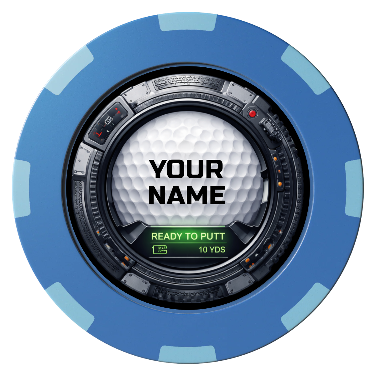 Auto Marked IV Clay Poker Chips - Blue / 8 Spot (2 Tone) / 40mm - Front