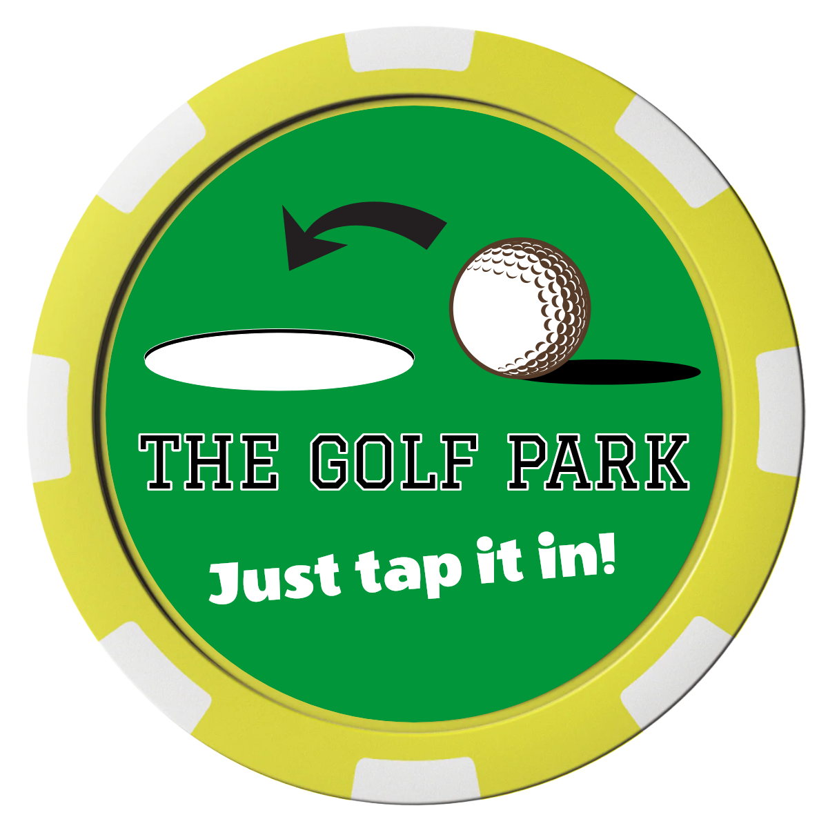 Golf Slogan Composite Poker Chips - Yellow / 8 Stripe - Front