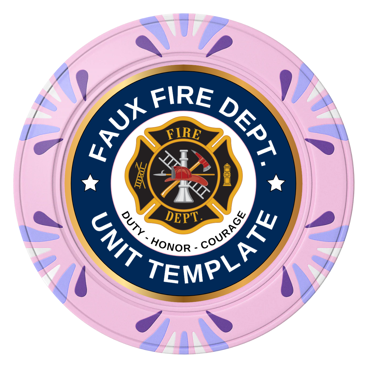 Faux Fire Dept. #01 Clay Poker Chips - Pink / Macau / 40mm - Front