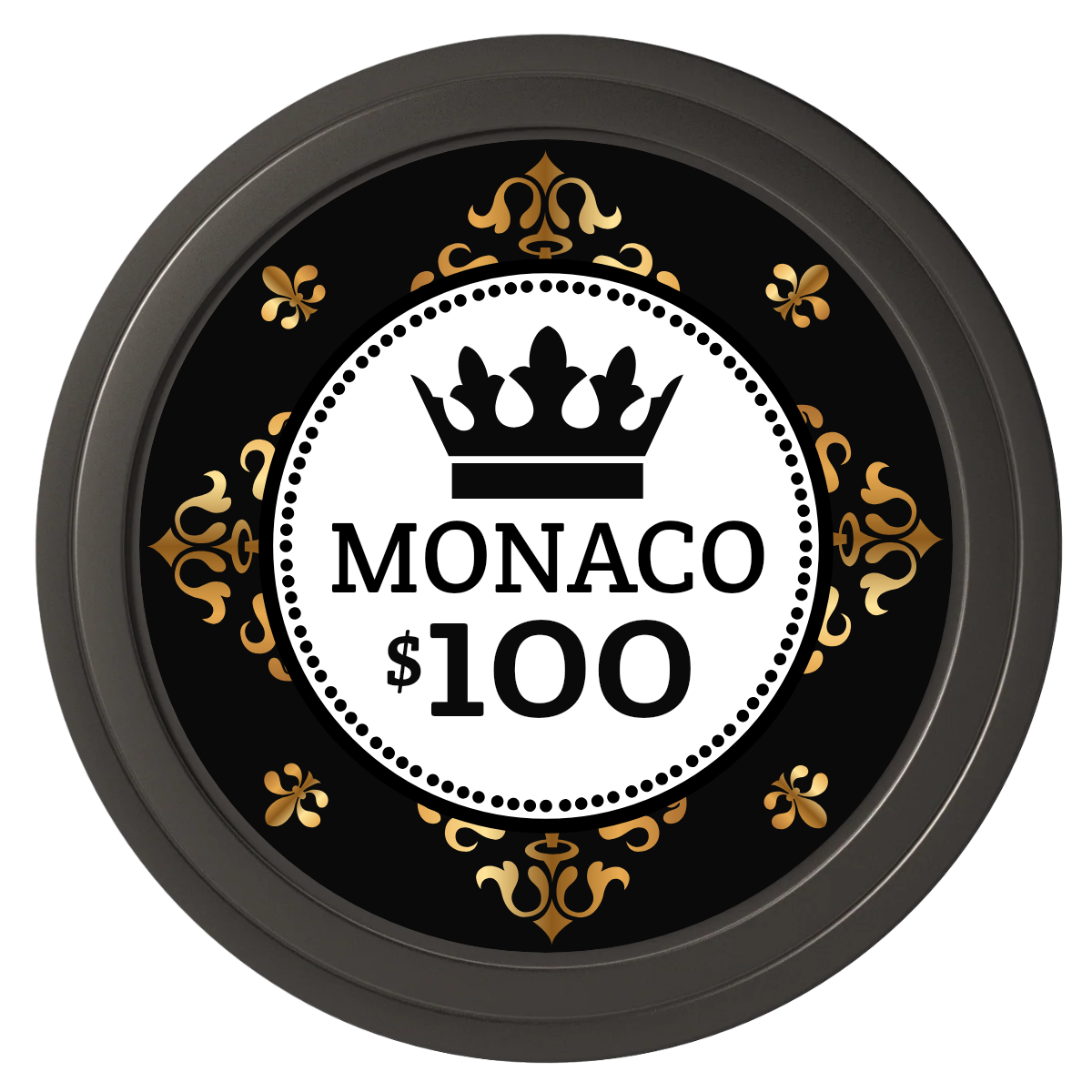 Monaco #001 Composite Poker Chips - Black / Solid - Front