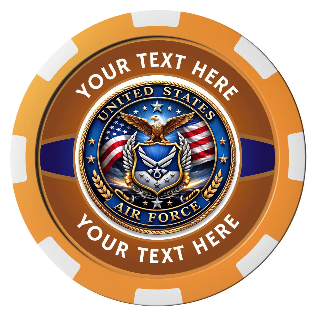 Air Force Composite Poker Chips - Orange / 8 Spot - Front