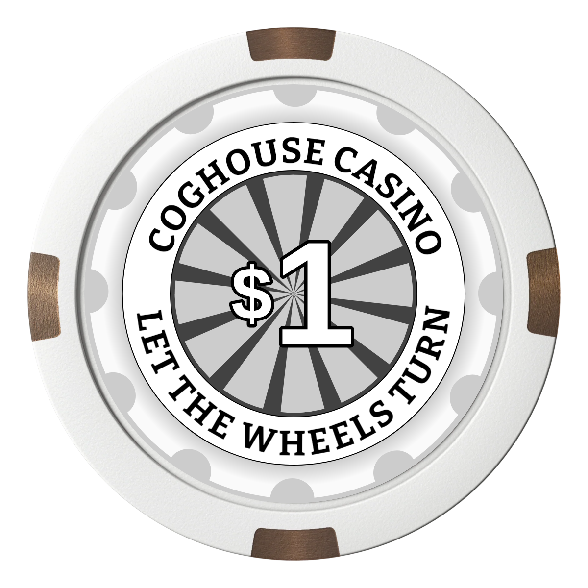 Cog House Composite & Metal Hybrid Poker Chips - White - Front