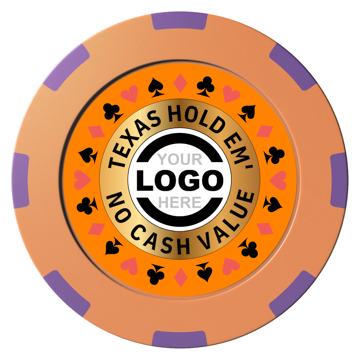 Texas Hold Em' Clay Poker Chips - Orange / 8 Spot (2 Tone) / 40mm - Front