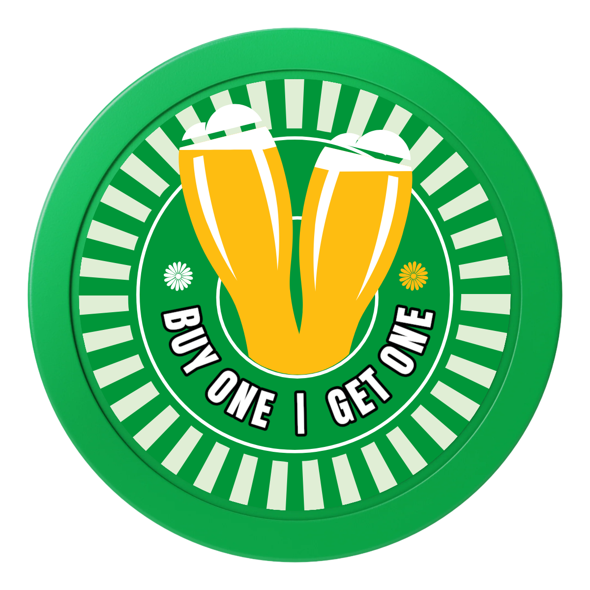 Double Pint 2" Oversized Poker Chips - Green - Front