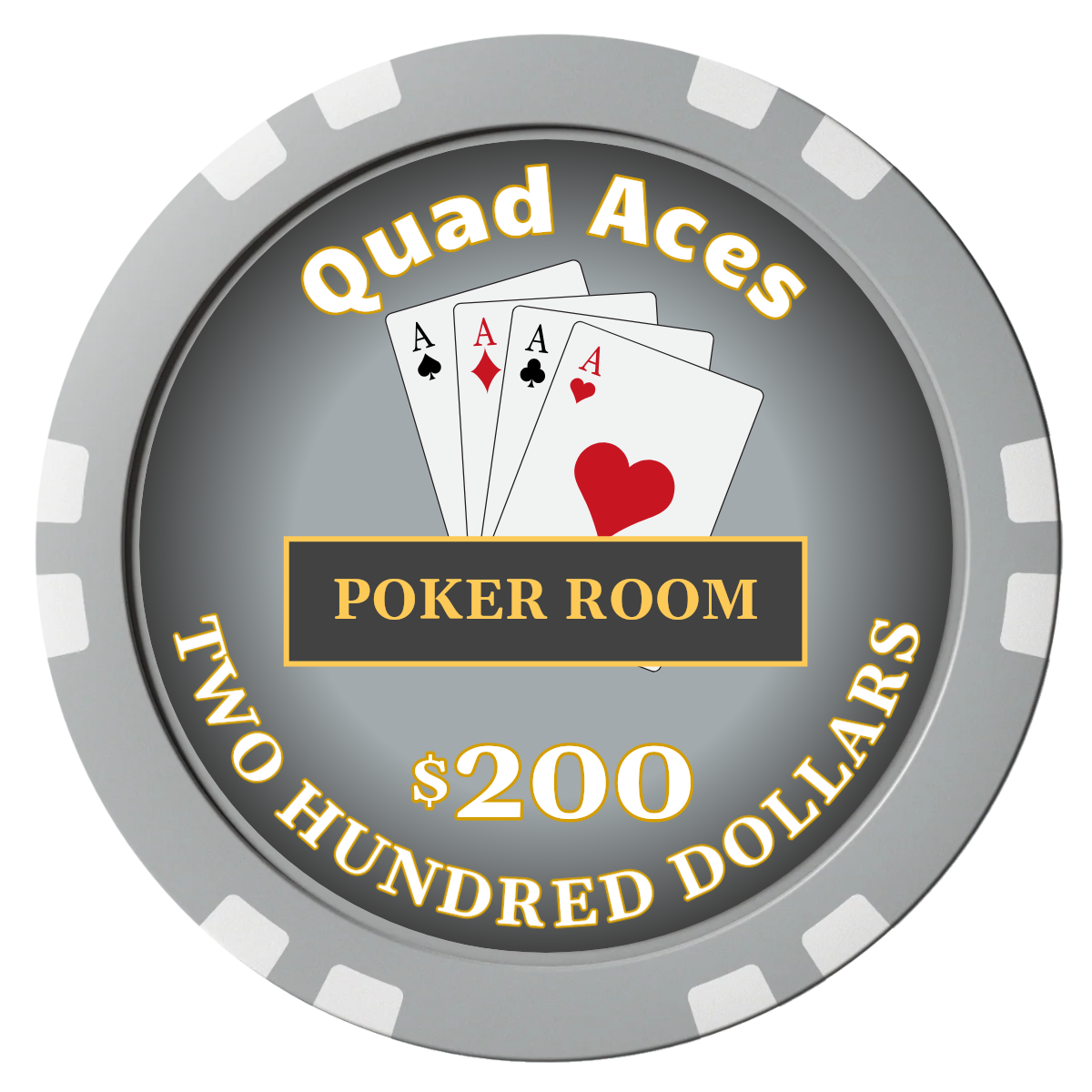 Quad Aces Composite Poker Chips - Gray / Double Stripe - Front