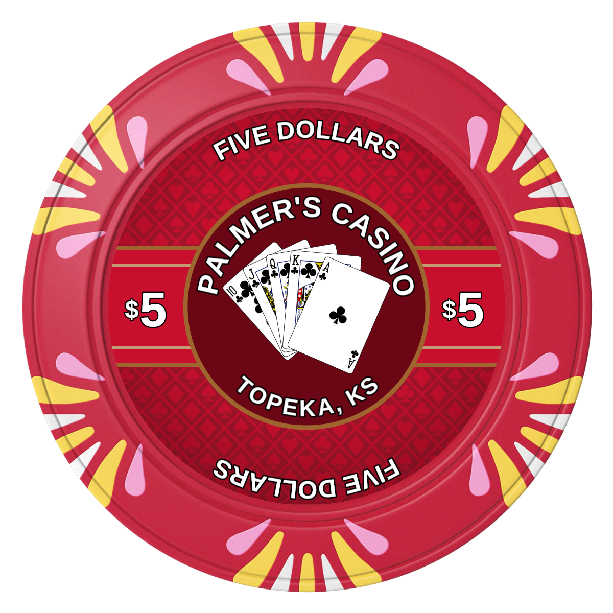Palmer's Casino Clay Poker Chips - Red / Macau / 40mm - Front