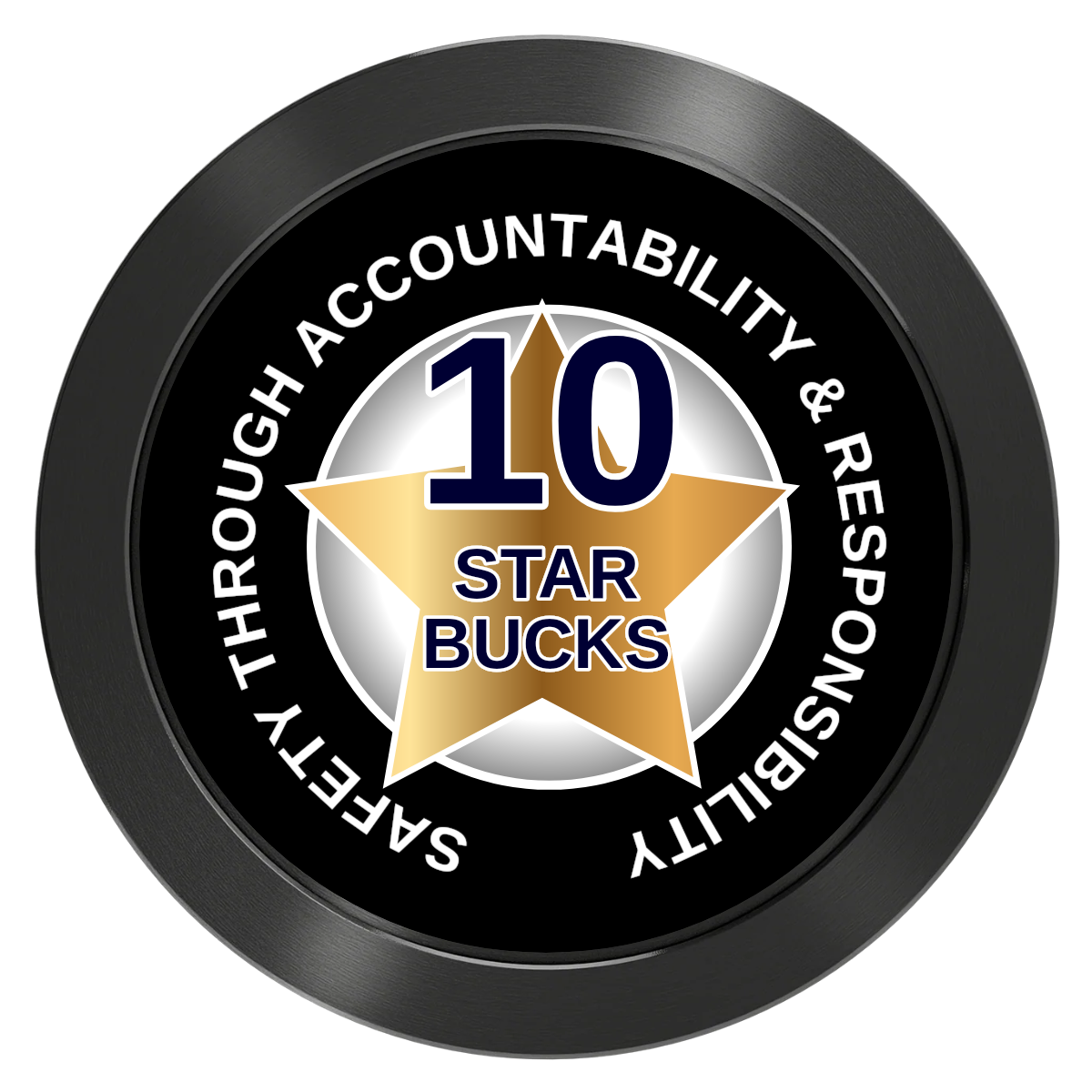 Safety Star Aluminum Poker Chips - Black - Front