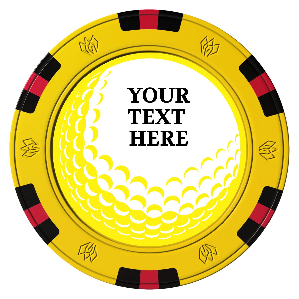 Hole In One Clay Poker Chips - Yellow / 6 Spot Gem / 43mm - Front