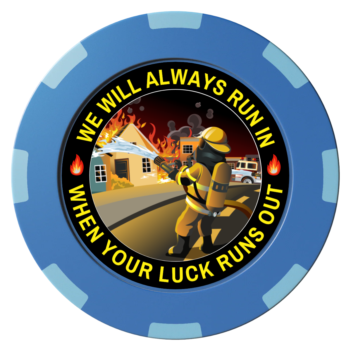 Firefighter Maltese Cross Clay Poker Chips - Blue / 8 Spot (2 Tone) / 40mm - Front