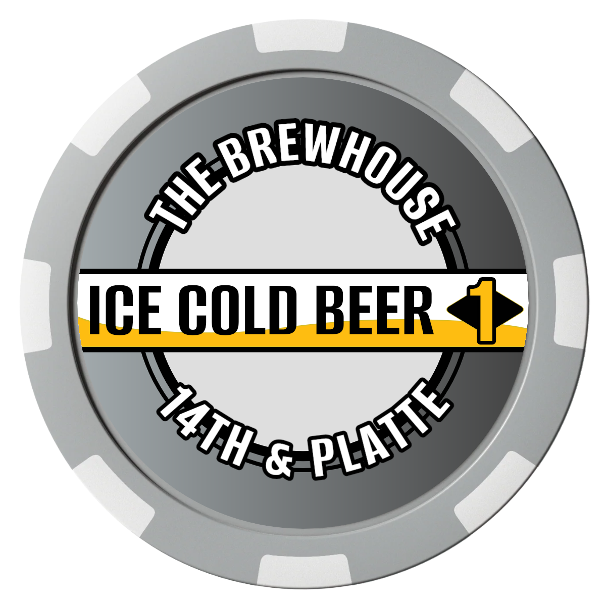 Ice Cold Beer Drink Token Composite Poker Chips - Gray / 8 Spot - Front