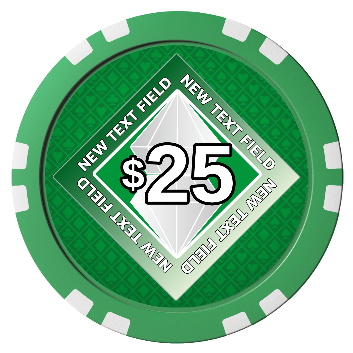 Diamond in the Rough Composite Poker Chips - Green / Double Stripe - Front