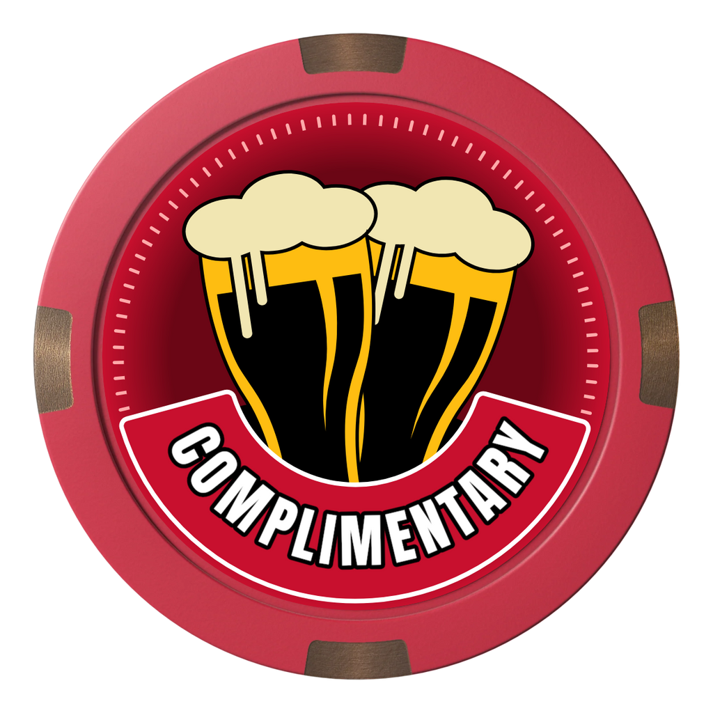 Double Pint 2 Composite & Metal Hybrid Poker Chips - Red - Back