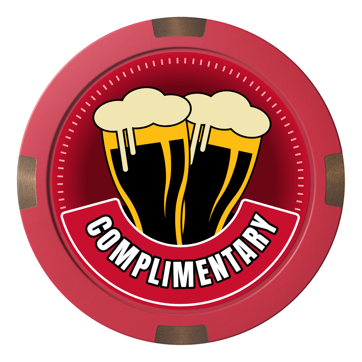 Double Pint 2 Composite & Metal Hybrid Poker Chips - Red - Back