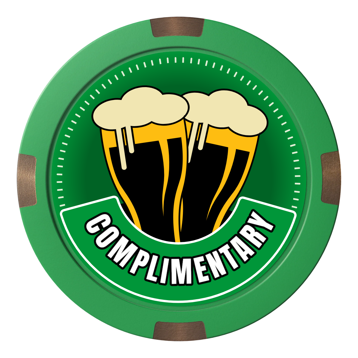 Double Pint 2 Composite & Metal Hybrid Poker Chips - Green - Back