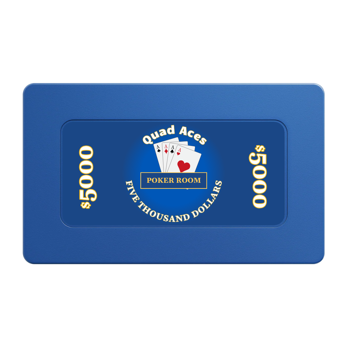 Quad Aces Rectangular Poker Chip Plaques - Blue - Front