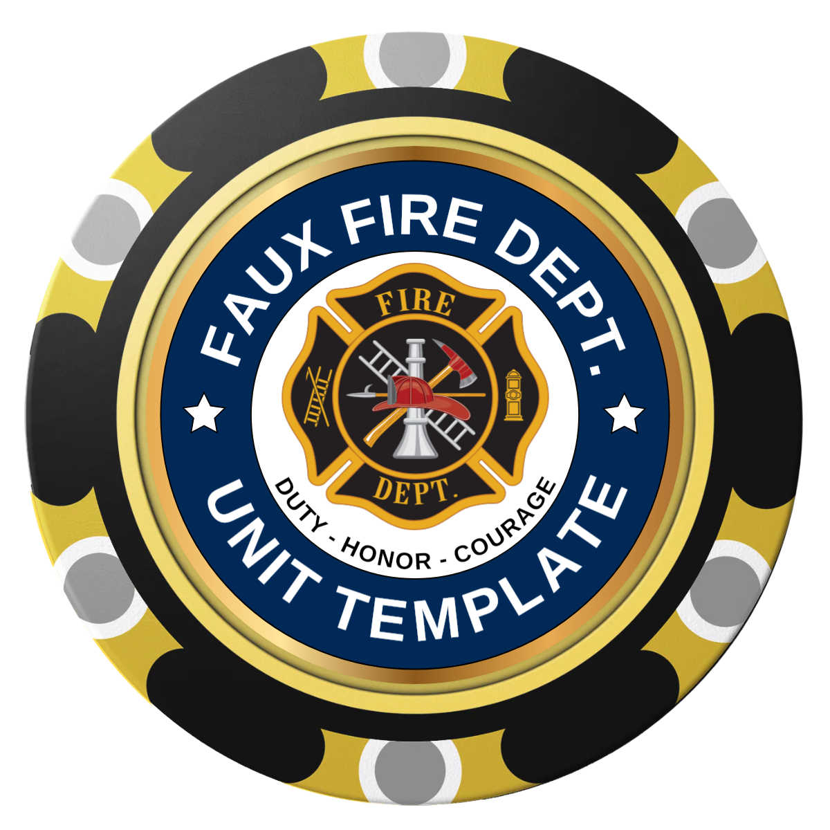 Faux Fire Dept. #01 Clay Poker Chips - Black / Monte Carlo / 40mm - Back
