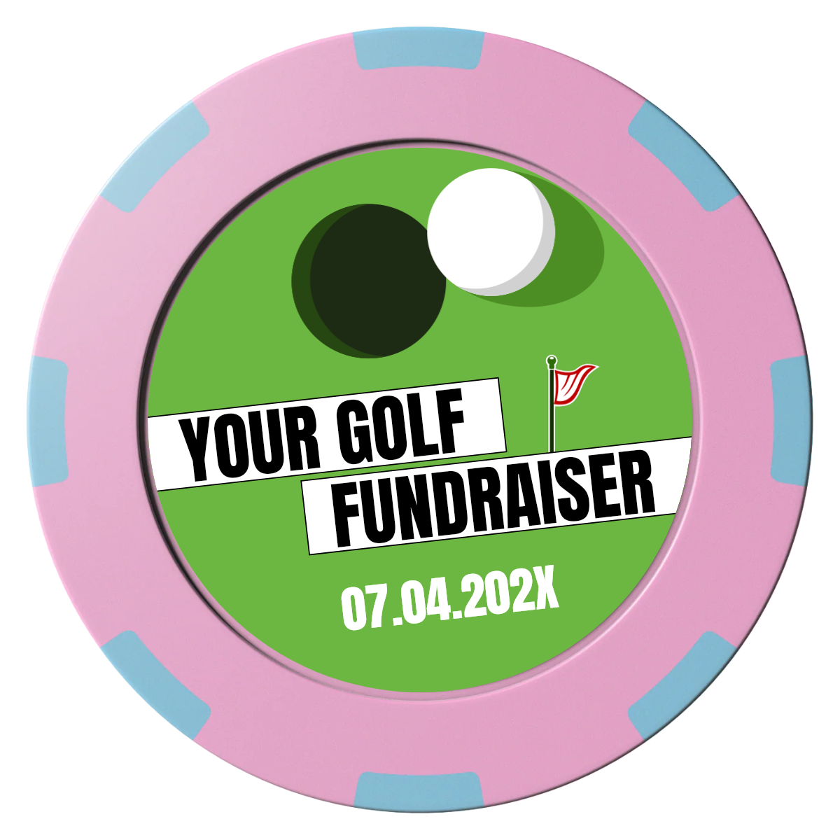 Putting Around Tournament Clay Poker Chips - Pink / 8 Spot (2 Tone) / 40mm - Front