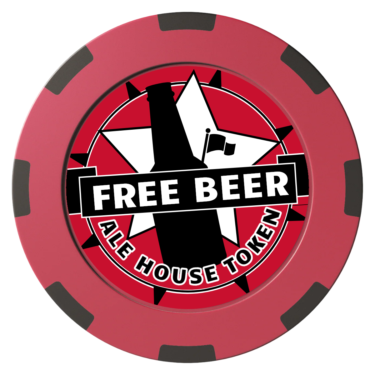 Free Beer Drink Clay Poker Chips - Red / 8 Spot (2 Tone) / 40mm - Front